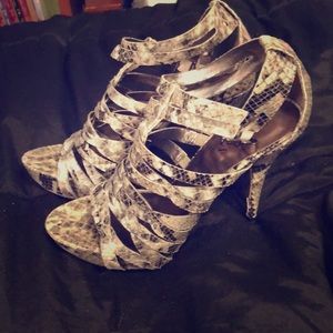 Guess Snakeskin Strappy Heels